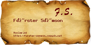 Fürster Sámson névjegykártya